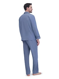 Hanes Men's Stretch Woven Shirt and Pants Pajama Set, 2-Piece