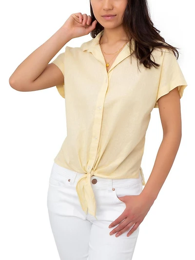 Jordache Women's Tie Front Camp Shirt