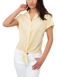 Jordache Women's Tie Front Camp Shirt