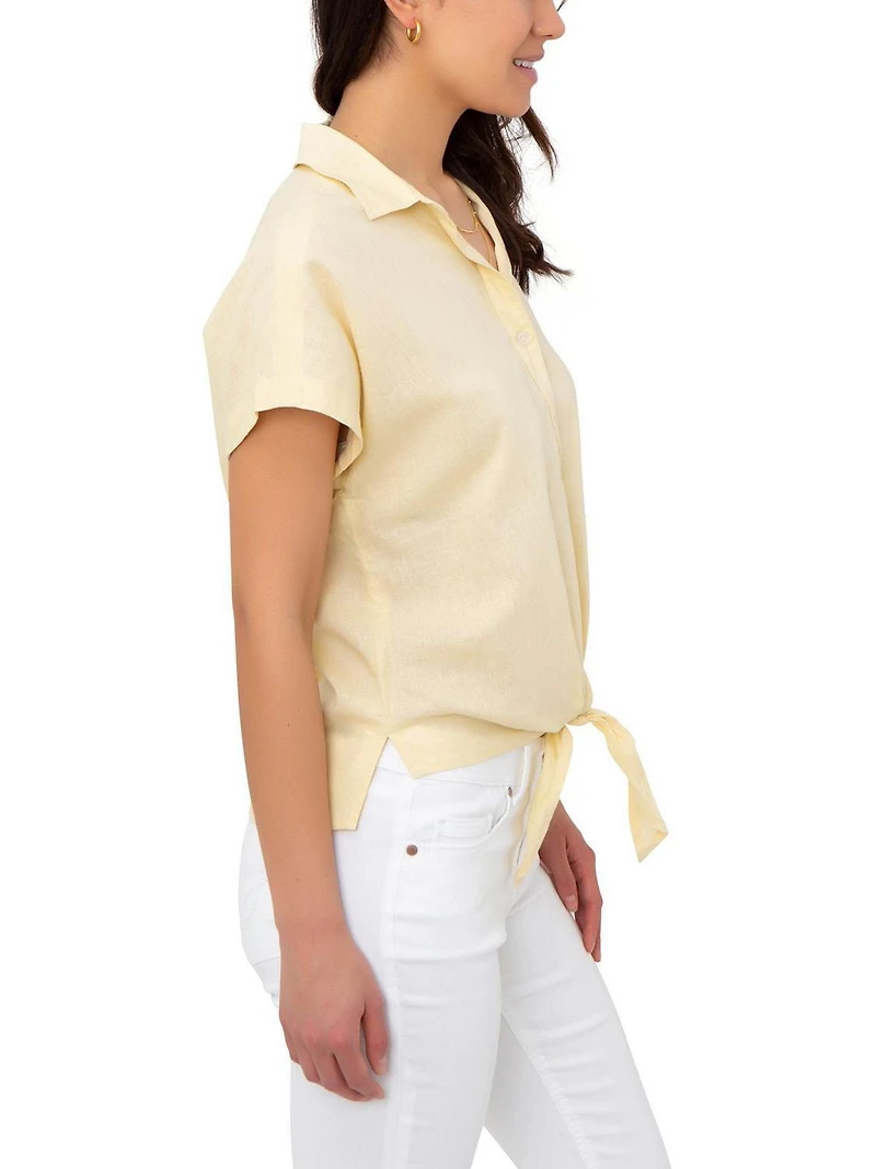 Jordache Women's Tie Front Camp Shirt