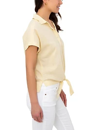 Jordache Women's Tie Front Camp Shirt