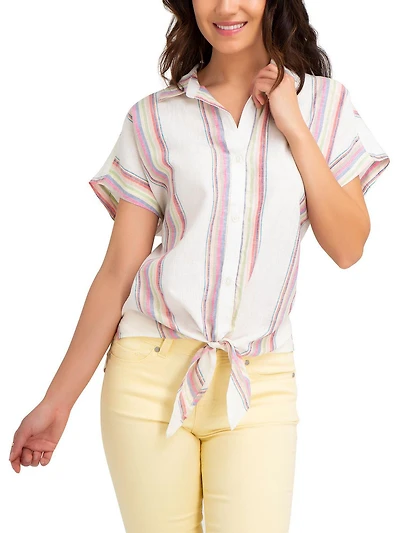 Jordache Women's Tie Front Camp Shirt