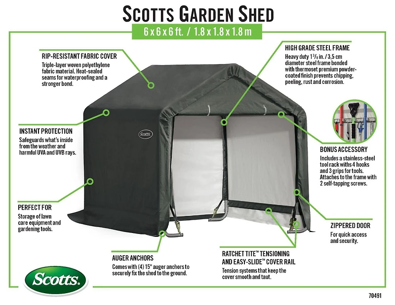 Scotts Storage Shed 6 x 6 x 6' Green Peak