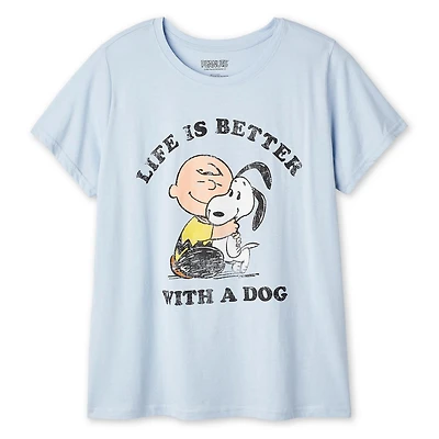 Peanuts Women's Plus Charlie Brown and Snoopy T-Shirt