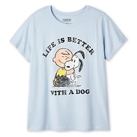 Peanuts Women's Plus Charlie Brown and Snoopy T-Shirt