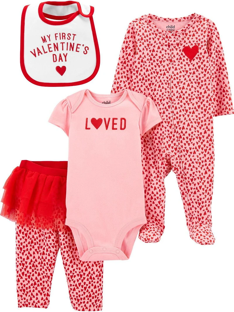 Ensemble 4 pièces pour nouveau-né fille Child of Mine made by Carter’s –  Ensemble de la Saint-Valentin
