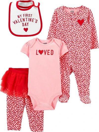 Ensemble 4 pièces pour nouveau-né fille Child of Mine made by Carter’s –  Ensemble de la Saint-Valentin