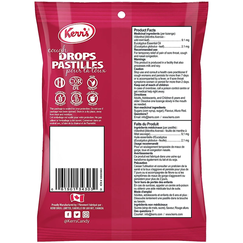 Kerr's Cherry Cough Drops with Menthol & Eucalyptus