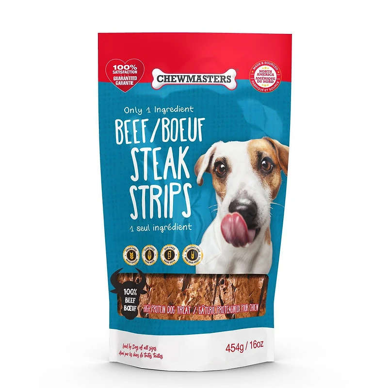 Chewmasters Beef Steak Strips, 454g
