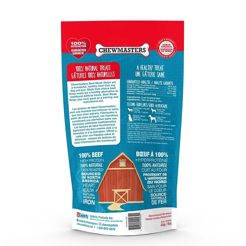 Chewmasters Beef Steak Strips, 454g