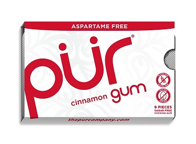 PUR Gum Chewing Gum Sans Sucre au Xylitol - Arôme Naturel de Cannelle - 9 Pièces (Lot de 1) 9 Pièces par Blister