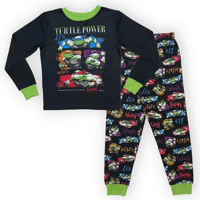 Teenage Mutant Ninja Turtles Boy's pj set. This boy's 2 piece pj set has a long sleeve crew neck along with long pant with elastic waist band and