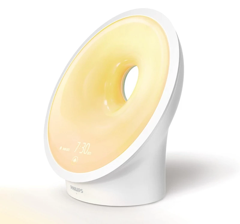 Philips Somneo Sunrise Wake Up and Sleep Therapy Light with Sunrise Alarm and Sunset Fading Night Light, White, HF3651/60