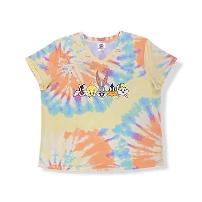 Looney Toons Plus size ladie's v-neck cuffed sleeve tee