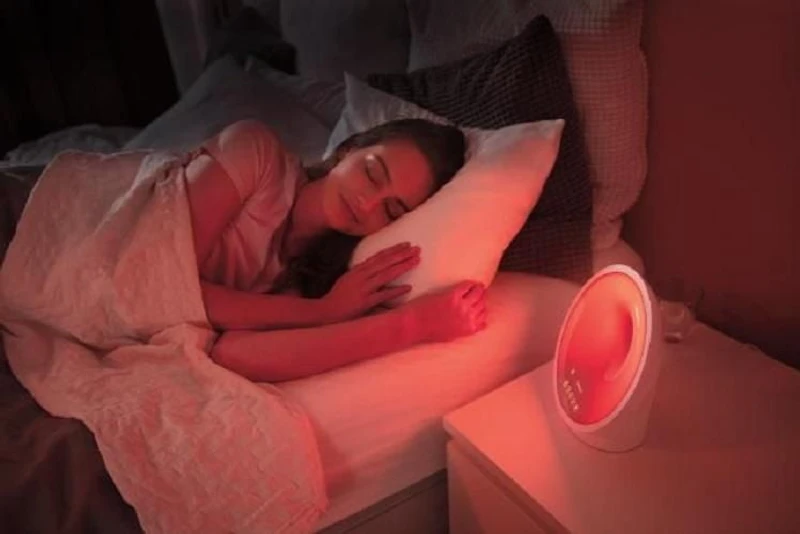 Philips Somneo Sunrise Wake Up and Sleep Therapy Light with Sunrise Alarm and Sunset Fading Night Light, White, HF3651/60