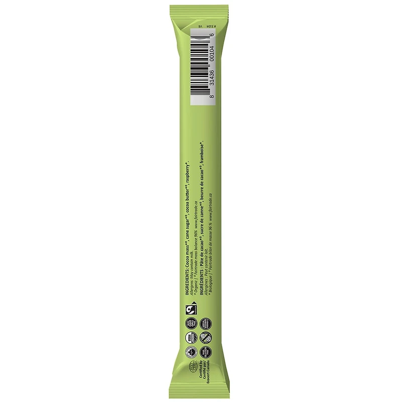 60% DARK CHOCOLATE BATON WITH RASPBERRY CHUNKS, 60% dark chocolate baton with real raspberry