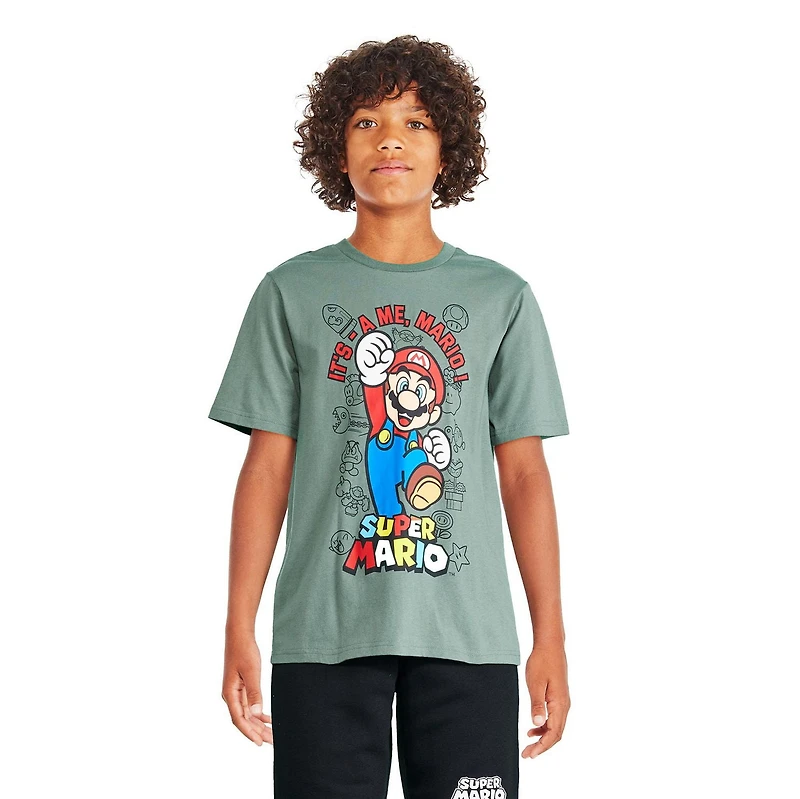 T-shirt à manches courtes Super Mario pour garçons Tailles TP–TG