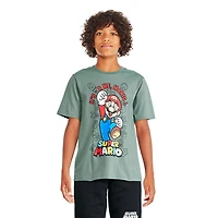 T-shirt à manches courtes Super Mario pour garçons Tailles TP–TG