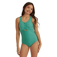 Justice Girls' Eyelet One Piece Swimsuit