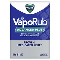 Vicks VapoRub Advanced Plus, Nasal Decongestant, Cough Suppressant, Medicated Vicks Vapours, Chest Rub Ointment