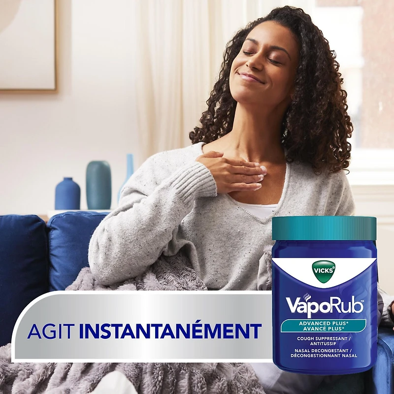Vicks VapoRub Advanced Plus, Nasal Decongestant, Cough Suppressant, Medicated Vicks Vapours, Chest Rub Ointment