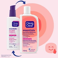 Clean & Clear Essentials Dual Action Moisturizer, Oil-Free, Salicylic Acid Acne Treatment with Pro-Vitamin B5 Moisturizes While Helping to Treat Acne & Prevent Pimples, 118 mL