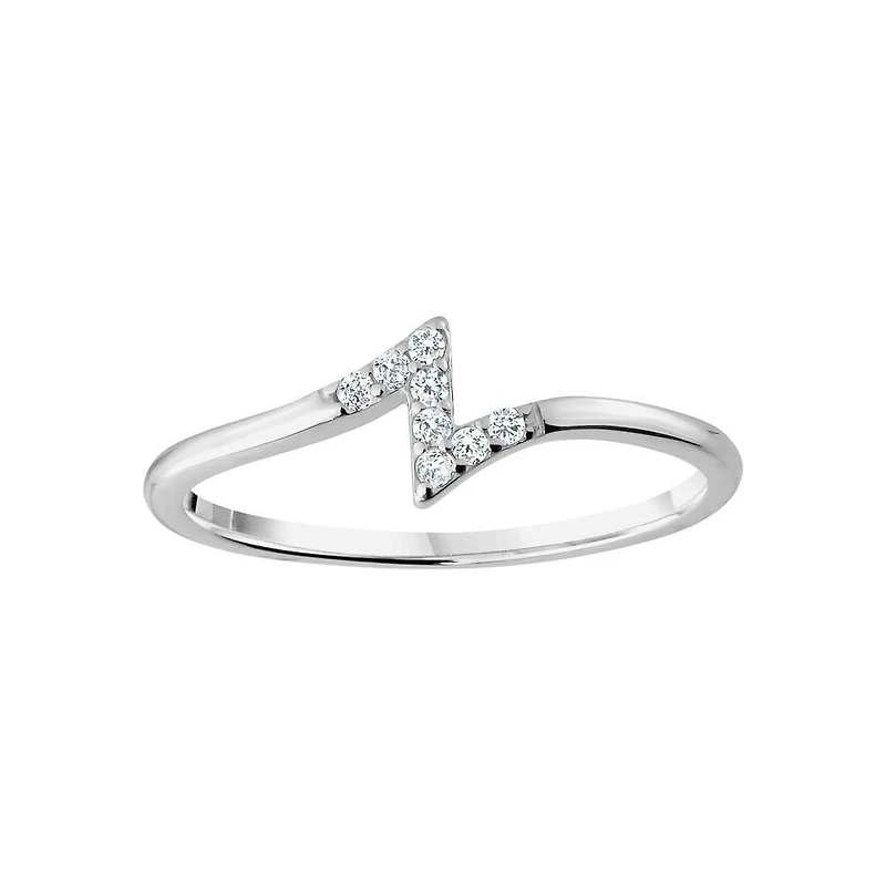 Charisma Sterling Silver CZ lightning bolt ring