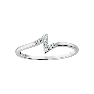 Charisma Sterling Silver CZ lightning bolt ring
