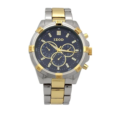 Montre analogique Izod facile à lire à bracelet à maillons dorés et argentés