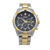 Montre analogique Izod facile à lire à bracelet à maillons dorés et argentés