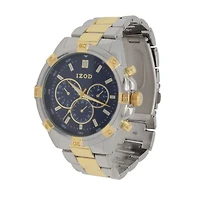 Montre analogique Izod facile à lire à bracelet à maillons dorés et argentés