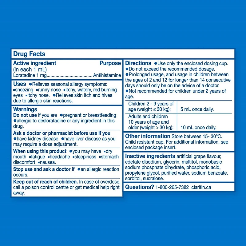 Claritin Kids Syrup Allergy Medicine - 24 Hour Non-Drowsy Kids Allergy Medication, Antihistamines For Kids, Fast Allergy Relief Of Itchy Watery Eyes, Sneezing, Runny Nose, Itchy Skin and Hives, 120 mL