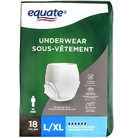 Equate Men’s Maximum Absorbency Protective Underwear, Large/Extra-Large, 18 pairs