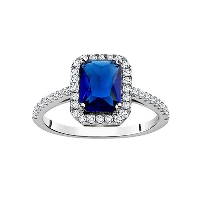 CZ and Sapphire Square ring