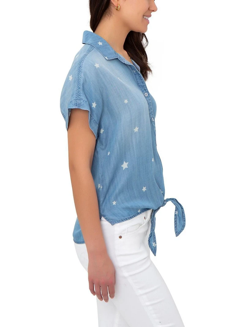 Jordache Women's Tie Front Camp Shirt