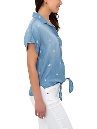 Jordache Women's Tie Front Camp Shirt