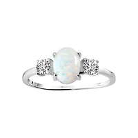 Charisma Sterling Silver CZ with Opal center stone ring