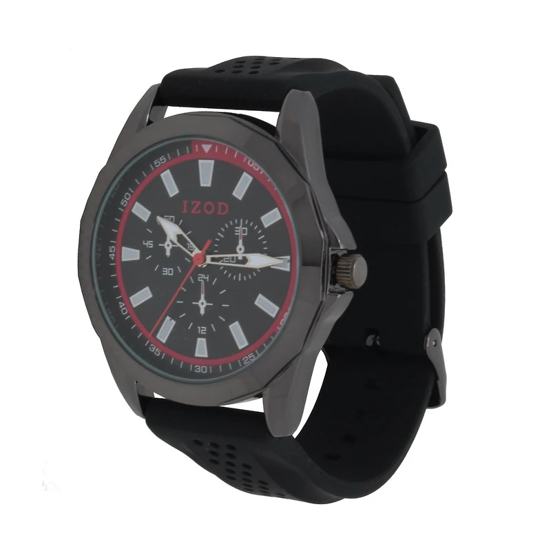 Izod Easy Read Analog black Rubber Strap Watch