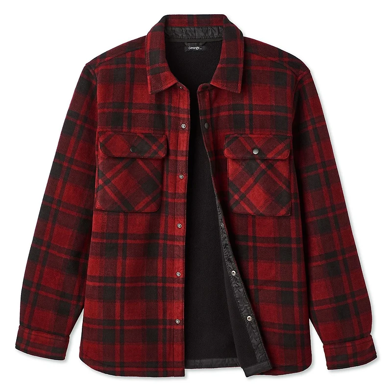 George Men's Teddy Fleece Lined Overshirt, Sizes S-2XL