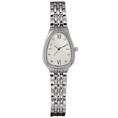 Women’s Silver Metal Dress Watch – Silver Tonneau Case & Bracelet