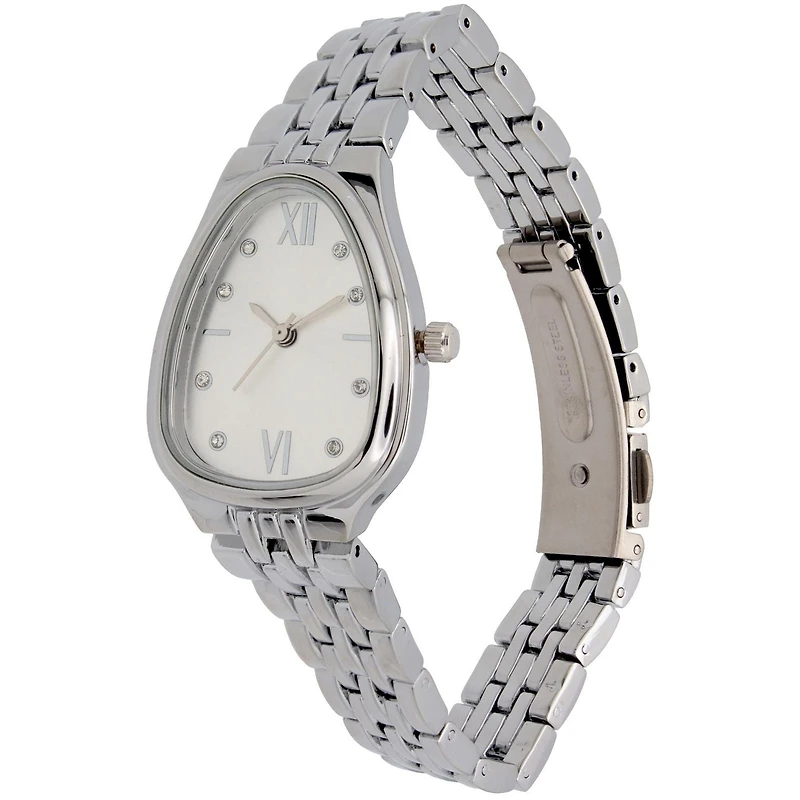 Women’s Silver Metal Dress Watch – Silver Tonneau Case & Bracelet