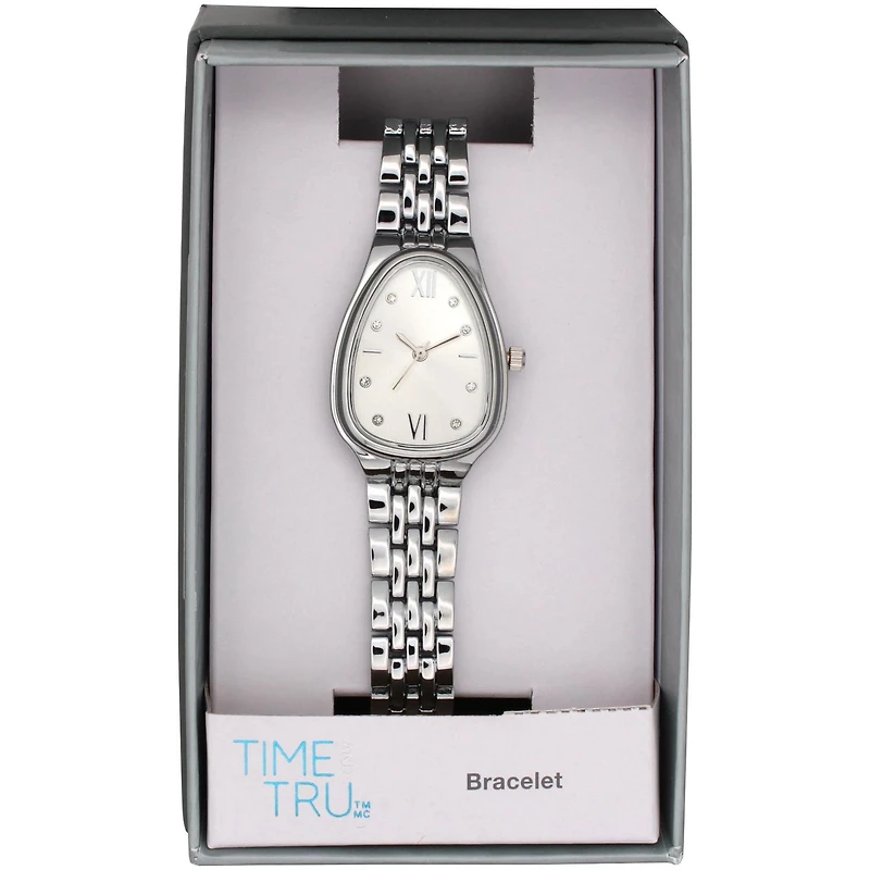 Women’s Silver Metal Dress Watch – Silver Tonneau Case & Bracelet
