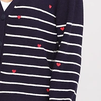 Devoted long sleeve striped cardigan with heart details