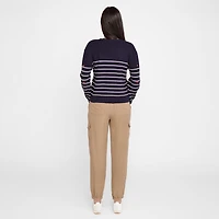 Devoted cardigan à manches longues rayé avec détails en forme de cœur