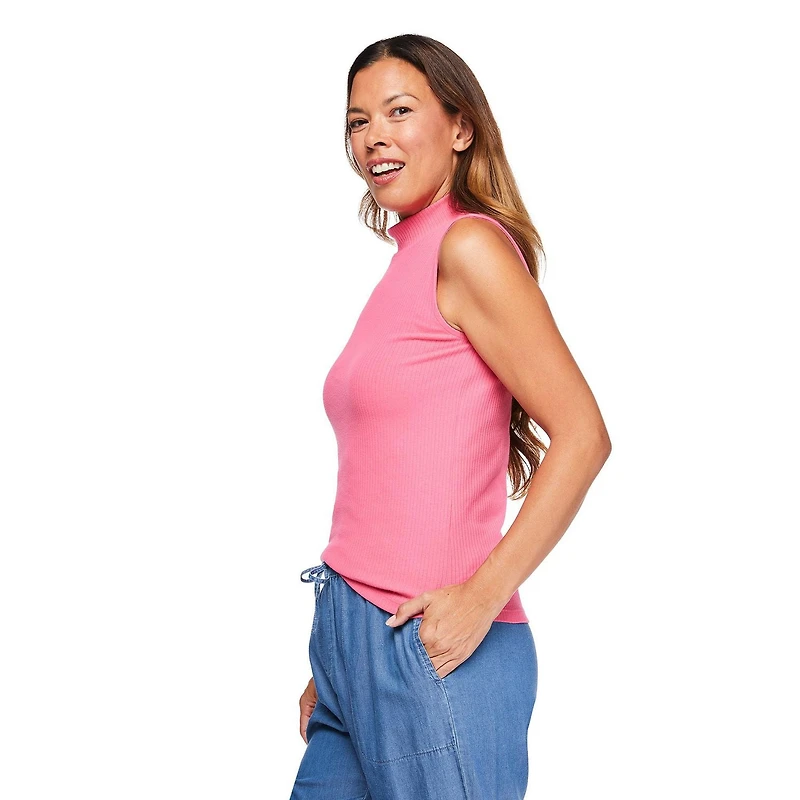 Haut côtelé à col droit Iyla pour femmes