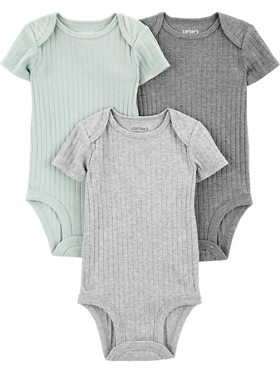 Carter's Child of Mine IN 3pk Bodysuits - Olive Neutral, NB-18M