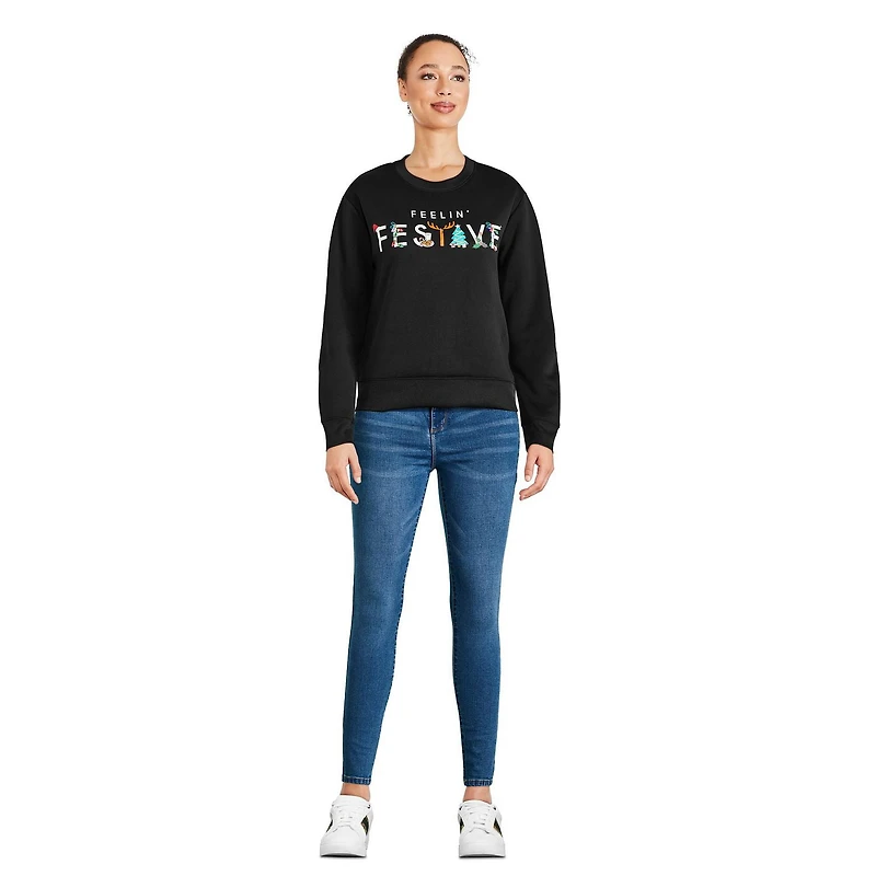 George Women's Ugly Christmas Light Up Fleece Sweatshirt