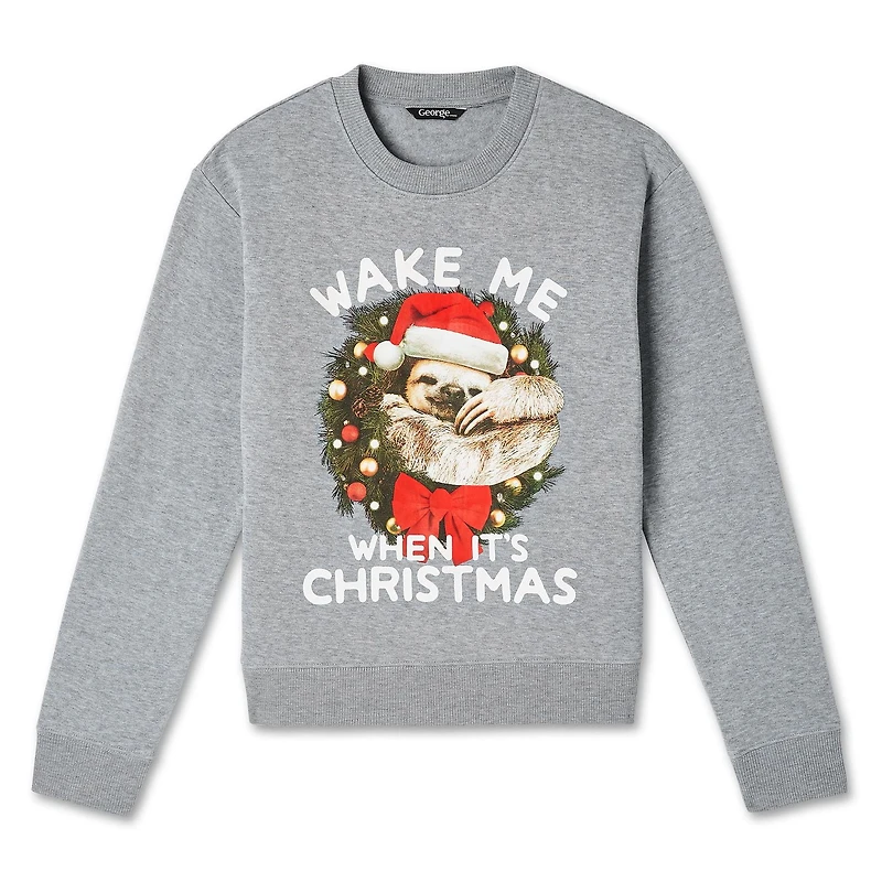 George Women's Ugly Christmas Light Up Fleece Sweatshirt