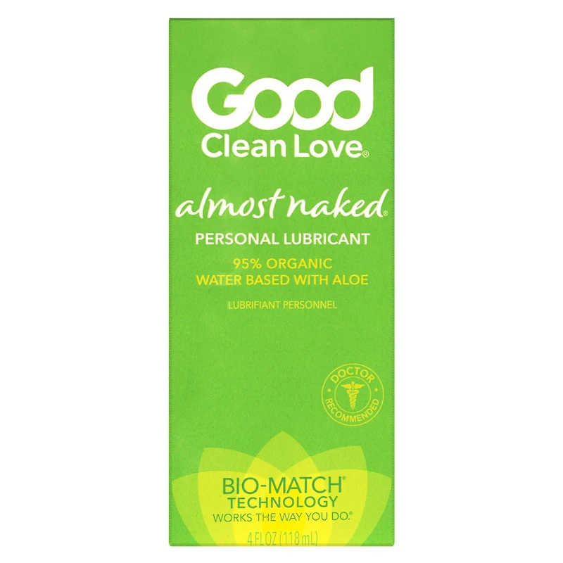 Good Clean Love Almost Naked Organic Water-Based Lube, Personal Lubricant with Aloe Vera, 4 oz