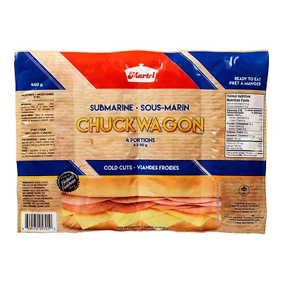Martel Chuckwagon Cold Cuts Submarine Multipack, 4 portions, 440 g total